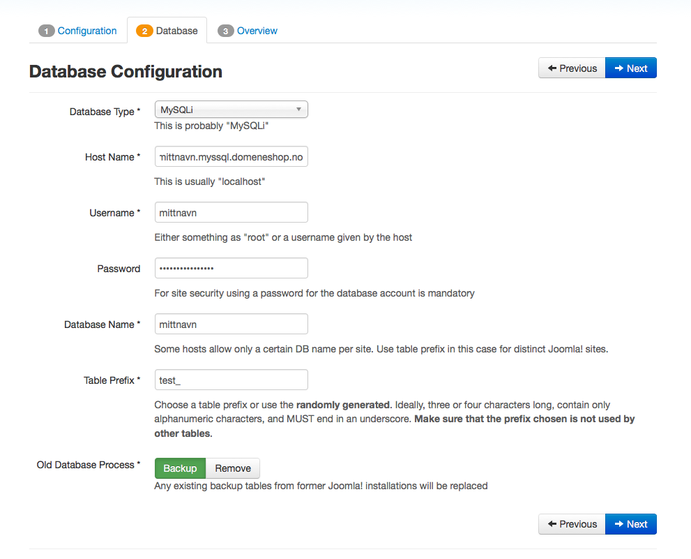 MySQL settings